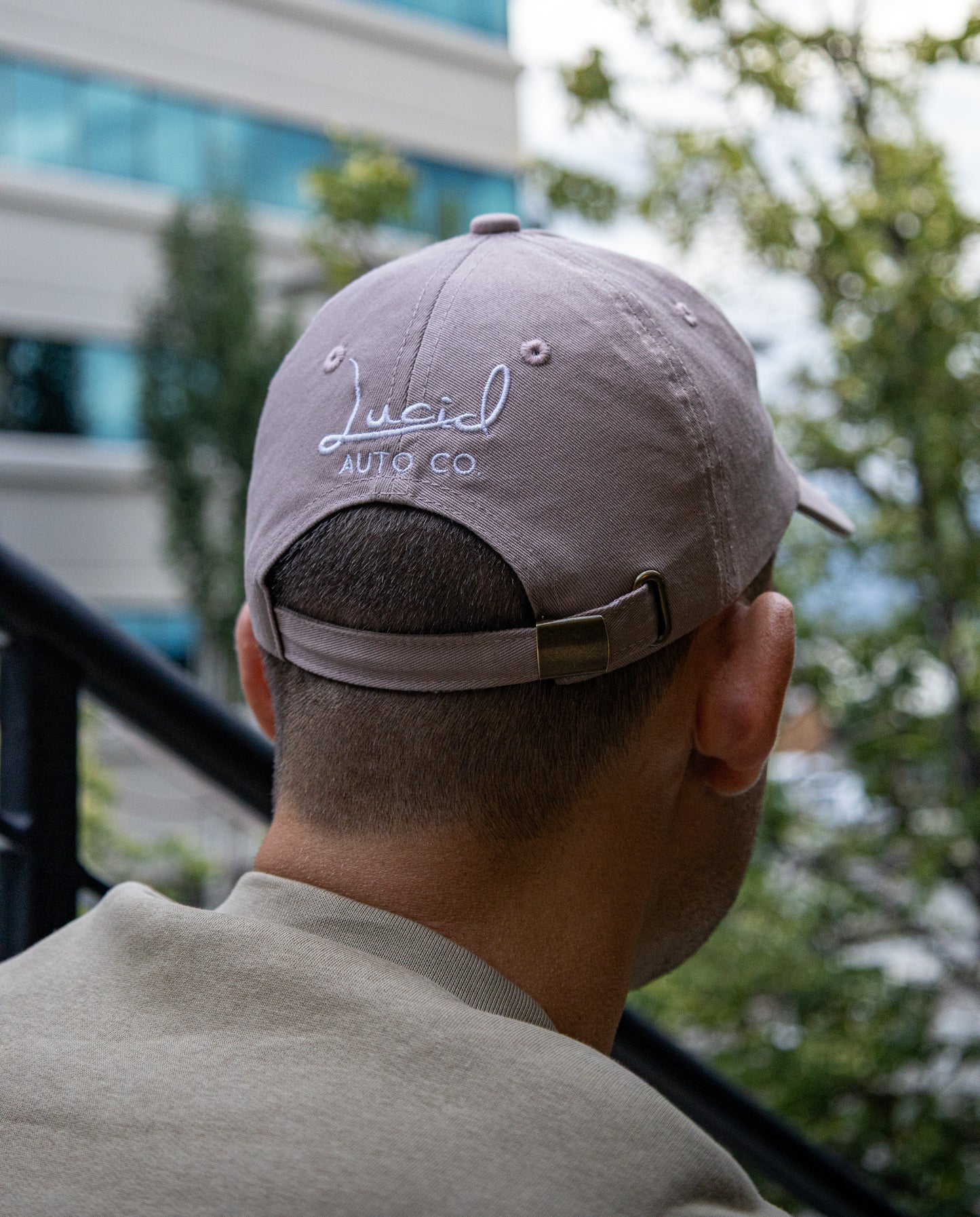 Model wearing Lucid Auto Company Bin Chicken Turbo Dad Hat – unisex car culture apparel